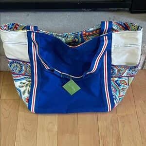 NWT VERA BRADLEY large Colorful Paisley Tote Bag colorblock Marina Paisley